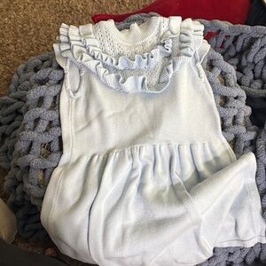 Ruffled Light Blue Knit Dress